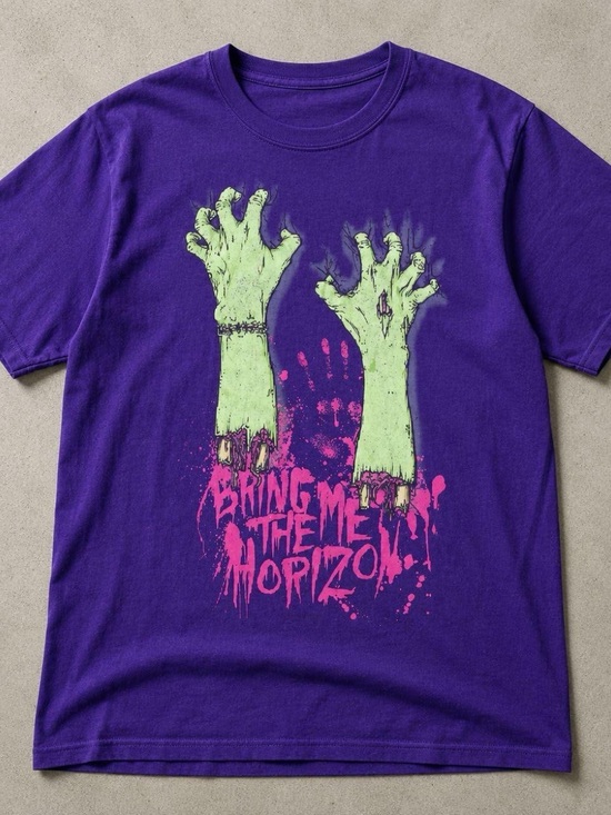 Gildan Tops - Gildan Purple Graphic Tee with Green Zombie Arms